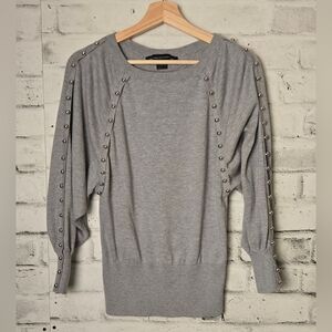 Retro French Connection Gray Studded Batwing Sleeve Sweater XS